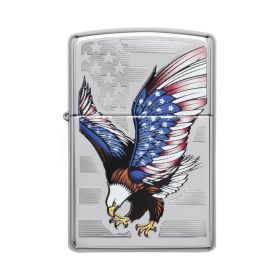 Zippo Windproof Lighter E-Star Award w/Patriotic Eagle Flag