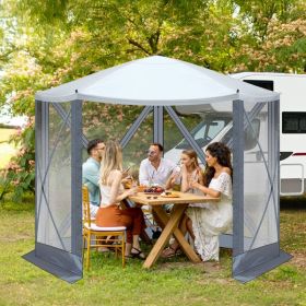 10X10ft Light and Dark Gray Contrasting Pentagonal Automatic Folding Tent