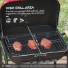 Outsunny 17" Portable Charcoal Grill with Wheels, 2 Side Tables and Bottom Shelf, BBQ with Adjustable Vents on Lid for Picnic, Camping, Backyard