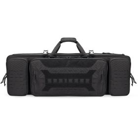 VOTAGOO Double Rifle Case Gun Bag, Safely Long-Barrel Firearm Transportation Cases Locks, All-Weather Soft Tactical Range Bag (Option: Black-42inches)