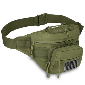 EDC Hunting Tactical Fanny Pack with USA Flag Patch (Color: Army Green)